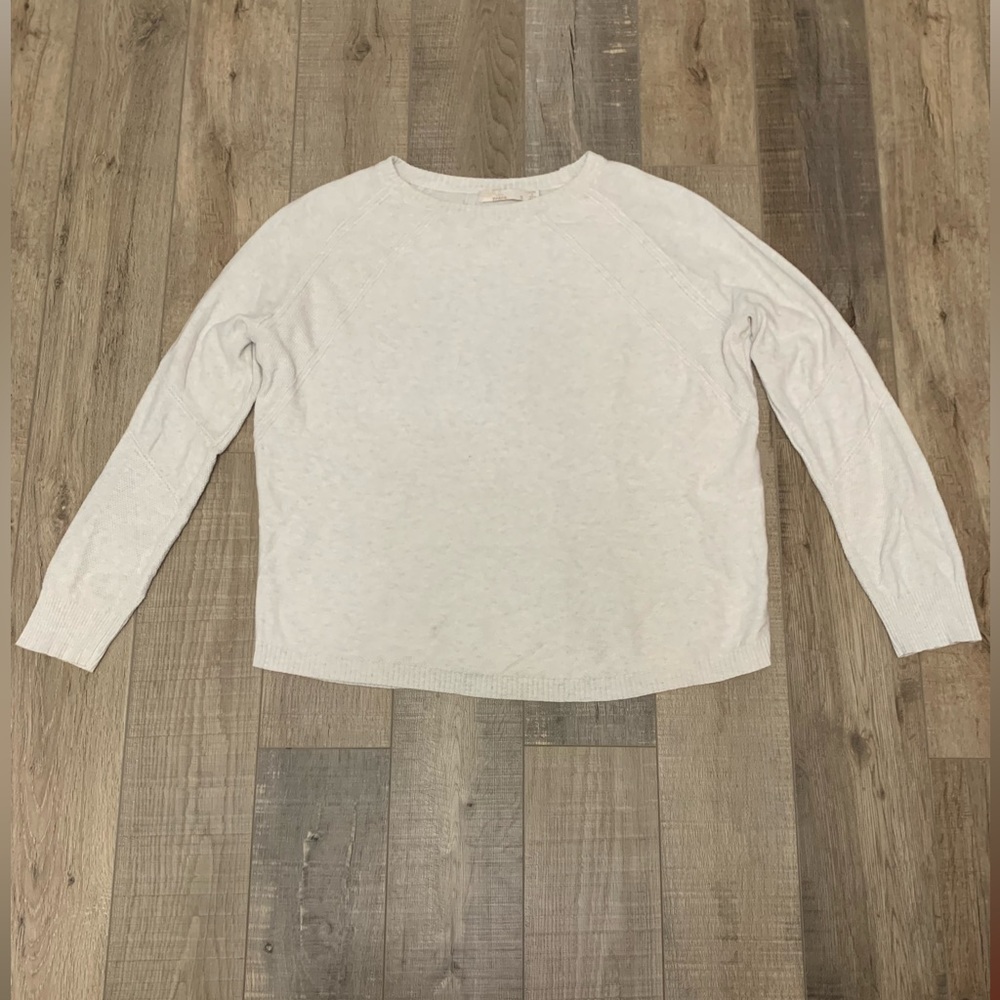 Prana Cream Ribbed Sweater Size S 100% Organic Cotton